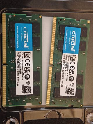 64GB (2x32GB) de Memoria RAM DDR4 portátil.