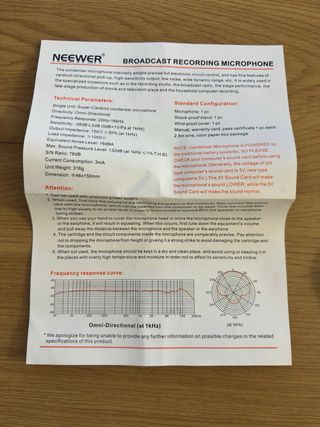 MICRÓFONO Neewer NW-700 CONDENSADOR + Accesorios