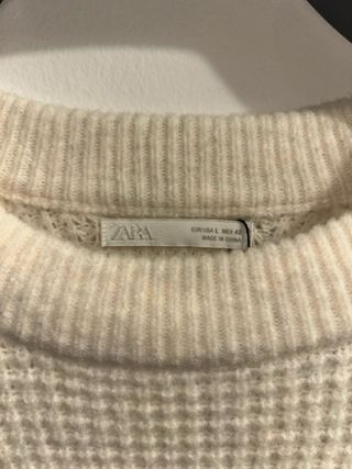 Jersey Zara Punto Beige Talla L con etiqueta