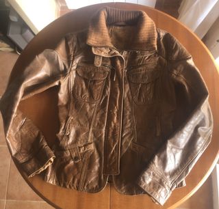 Cazadora Piel Stradivarius Talla L Marrón