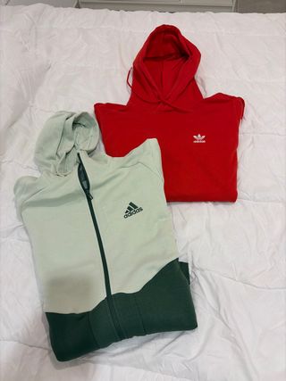 Conjunto Adidas Sudadera Roja y Chaqueta Verde