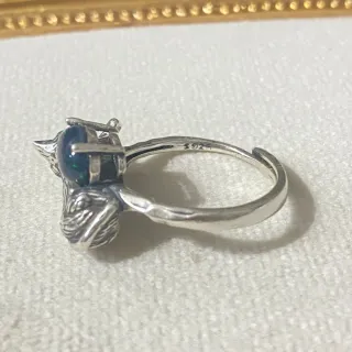 Anillo Gato Ópalo Negro Plata