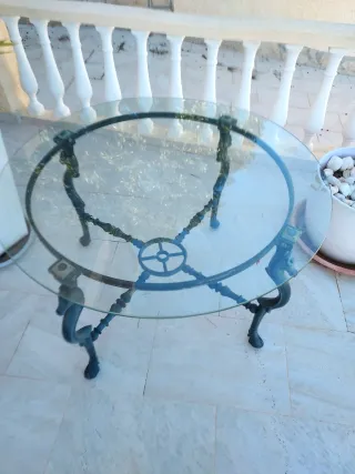 Mesa de jardín cristal y metal