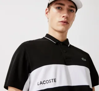 Polo Lacoste Sport original negro blanco cocodrilo