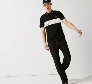 Polo Lacoste Sport original negro blanco cocodrilo