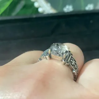 Anillo Plata Diamante Herkimer Natural