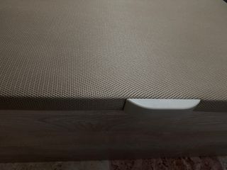 Canapé de madera de tela beige y cabecero 105x190