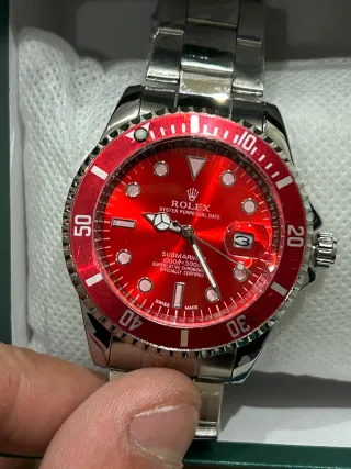 Reloj acero inoxidable Esfera Roja submarine