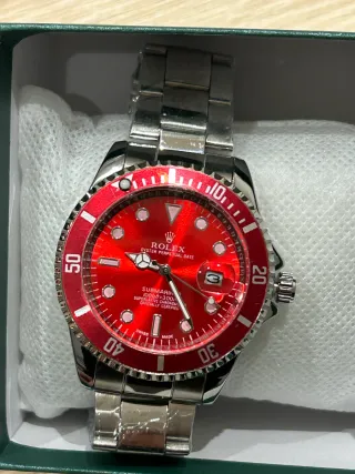 Reloj acero inoxidable Esfera Roja submarine
