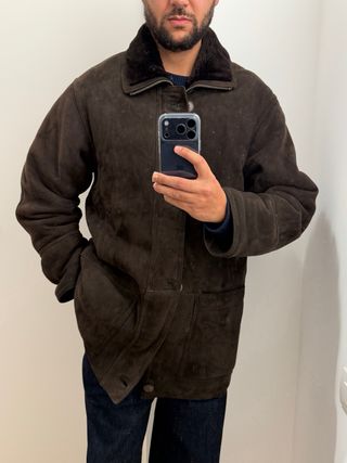 Montone shearling uomo L marrone