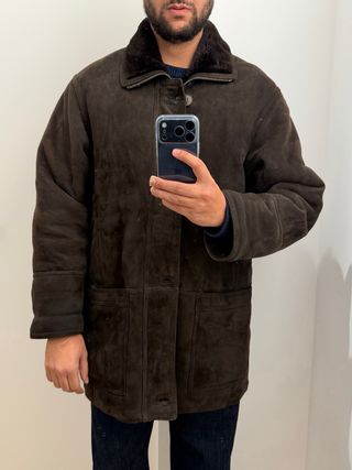 Montone shearling uomo L marrone