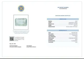 Aguamarinha gigante de 38CT  com certificado