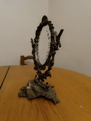 Antiguo Espejo de mesa, giratorios y de bronce