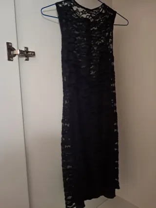 Vestido Mango Azul Oscuro Bordado