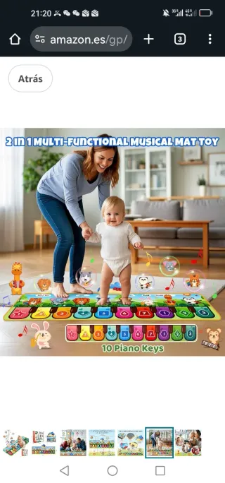 Tappeto Musicale per Bambini con 8 Animali