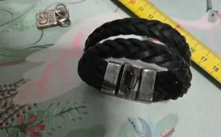 Pulsera UNO de 50 trenzada cuero cierre plata