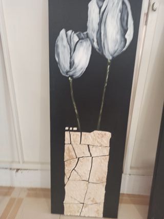 Cuadro Diptico Flores Tulipan Negro
