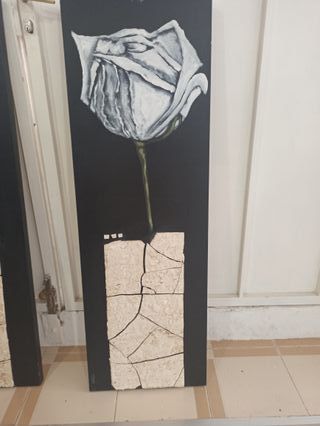 Cuadro Diptico Flores Tulipan Negro