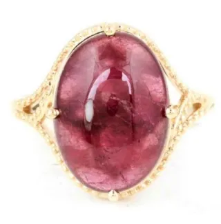 Anillo Oro Amarillo Turmalina Rosa Oval