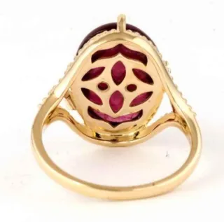 Anillo Oro Amarillo Turmalina Rosa Oval