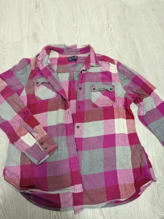 Sobrecamisa cuadros rosa y gris