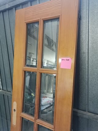 Puerta interior madera con cristal 60x200cm