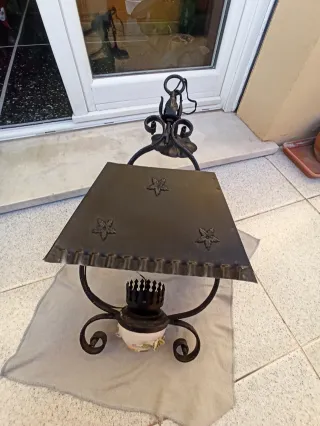 Lampadario ferro battuto ceramica decorata