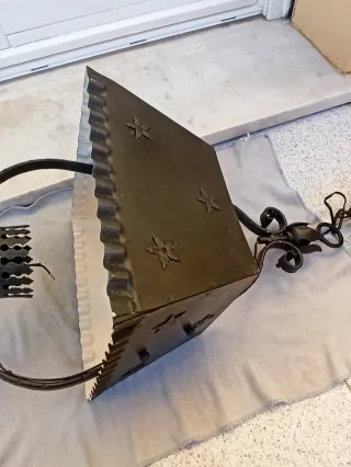 Lampadario ferro battuto ceramica decorata