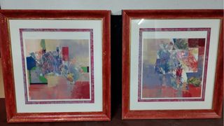 2 Cuadros con marco de madera y Cristal protector