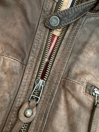 Cazadora de cuero Trapper Talla 52 Marrón