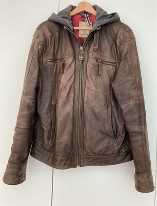 Cazadora de cuero Trapper Talla 52 Marrón
