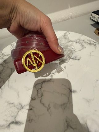 Cintura Armani Pelle Rossa Fibbia Oro