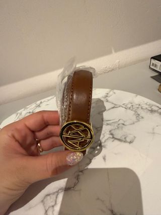 Cintura Armani Pelle Marrone Fibbia Oro