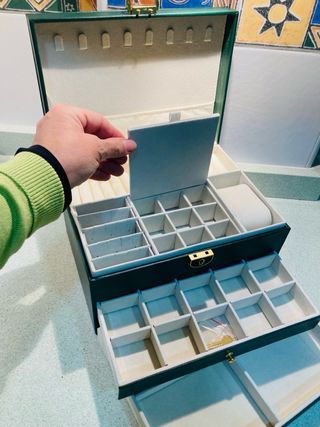 Joyero grande verde y dorado