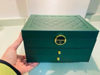 Joyero grande verde y dorado