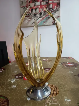 Centro de mesa cristal y metal