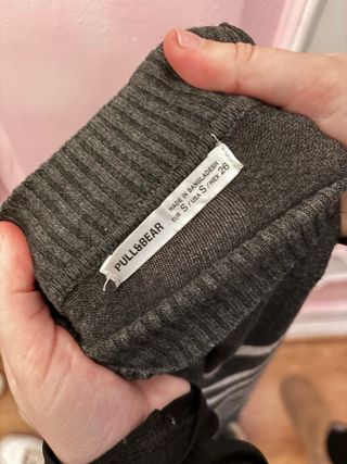 Pull&Bear camiseta de punto gris y blanco