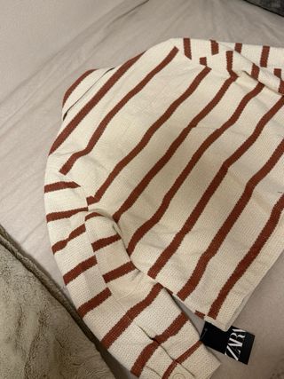 Chaqueta Zara punto rayas beige y marrón