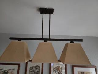 Lampada a sospensione 3 luci in tessuto e metallo