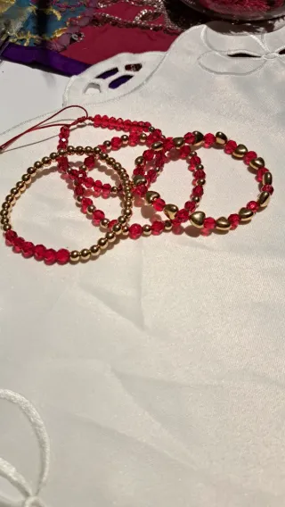 Conjunto 3 Pulseras Doradas con Conchas y Cristale