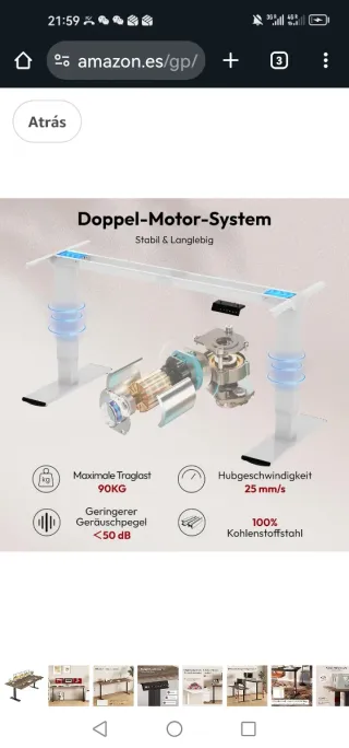 Escritorio Elevable 200x80cm