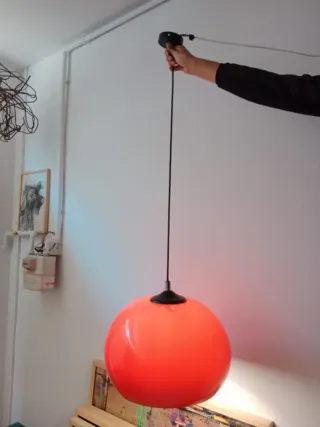 Lampada a sospensione vintage rossa in plastica