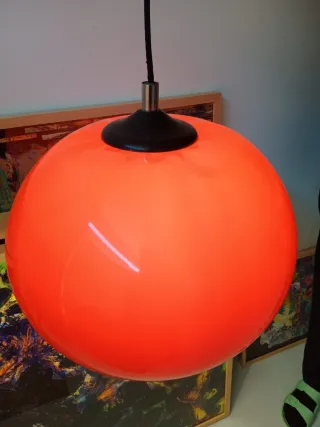 Lampada a sospensione vintage rossa in plastica