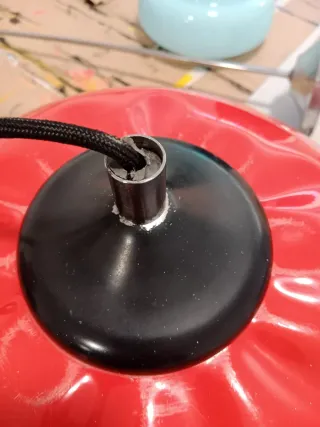 Lampada a sospensione vintage rossa in plastica