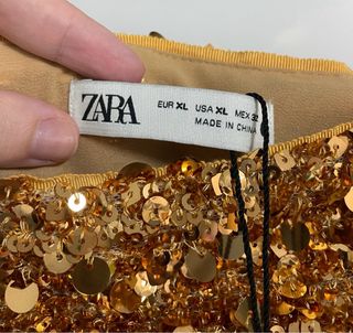 Falda de Lentejuelas Dorada Zara Talla XL