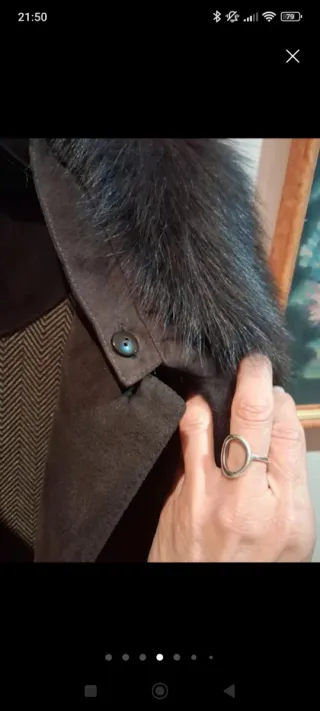 Chaquetón ante mujer T44 cuello pelo