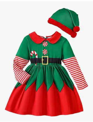 Disfraz Elfa Navideña Talla 18-24 meses.
