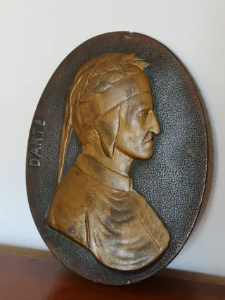 Placca medaglione bassorilievo effige di Dante