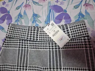 Falda larga de punto a cuadros