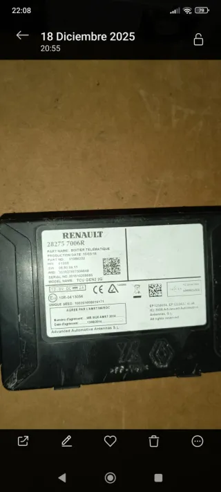 Centralita transmisión automática Renault